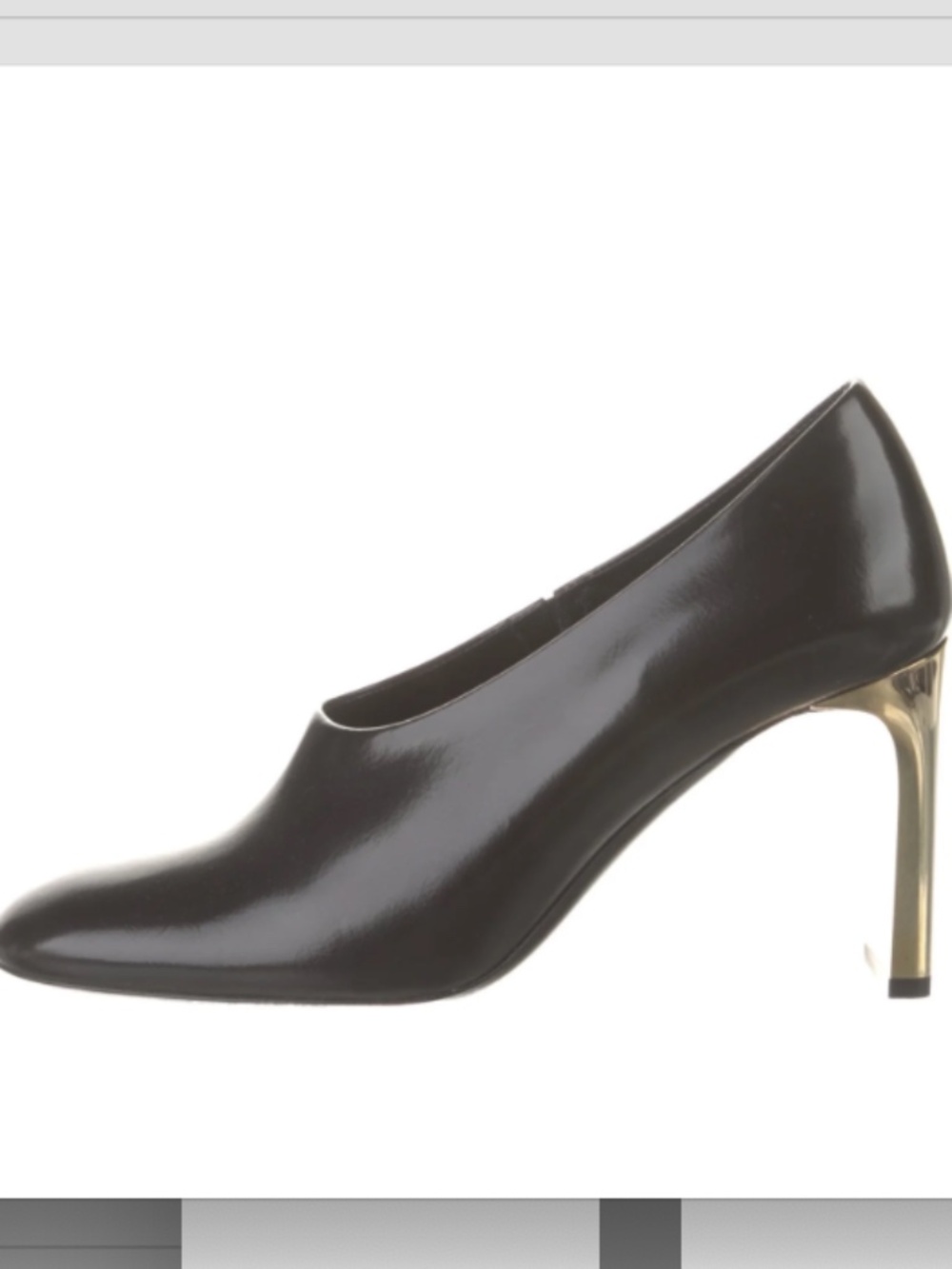 STAUD Black Leath and Gold Heel Pumps